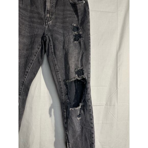 One Teaspoon Jeans Womens 28 Black High Waist Freebird Distressed Zip Ankle Crop - Picture 9 of 12